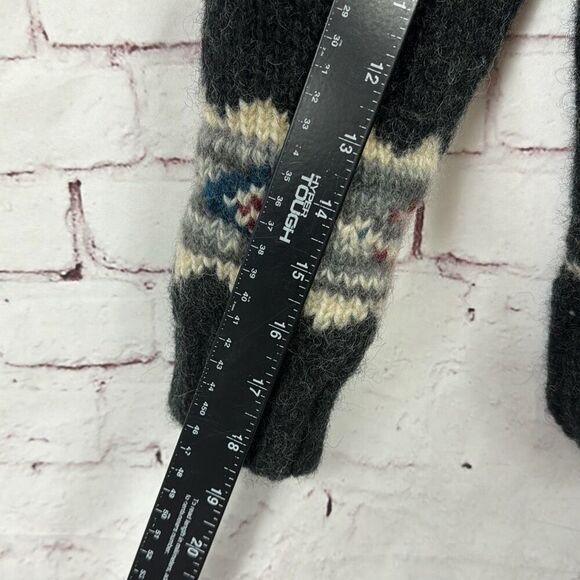 Laundromat Sweater Womens Large Cardigan Fair Isle Full Zip 100% Wool Gray - Picture 7 of 10